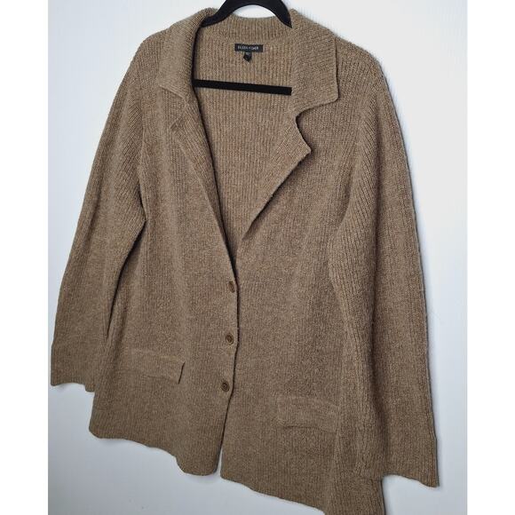 Eileen Fisher Baby Alpaca Oversized Cardigan Sweater XL Button Beige Lagenlook - Picture 2 of 11